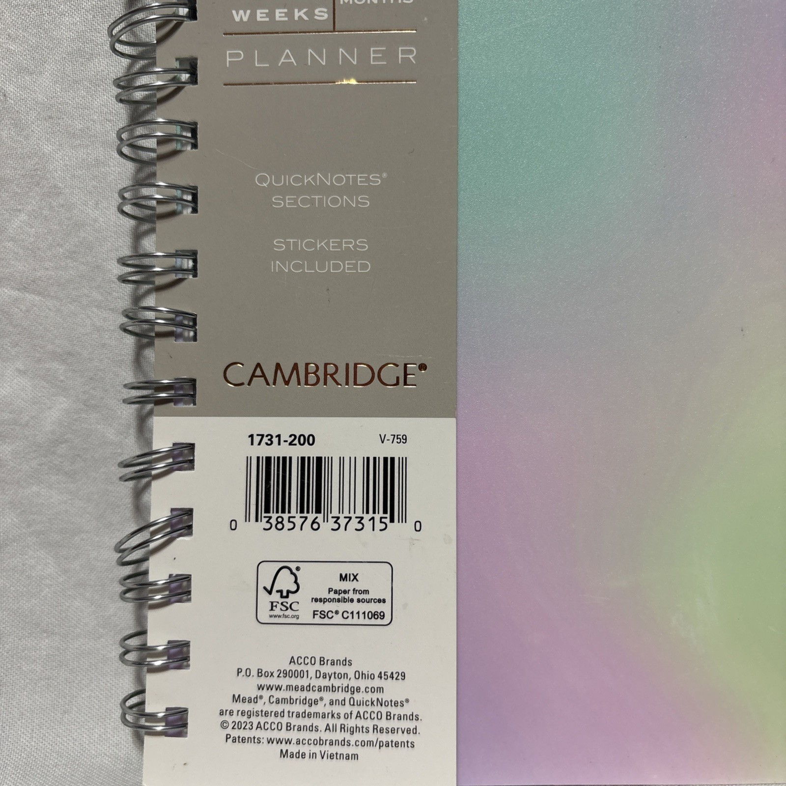 Cambridge Ombre 2025 Weekly Monthly Planner Multicolor Stylish Durable 5.5×8.5