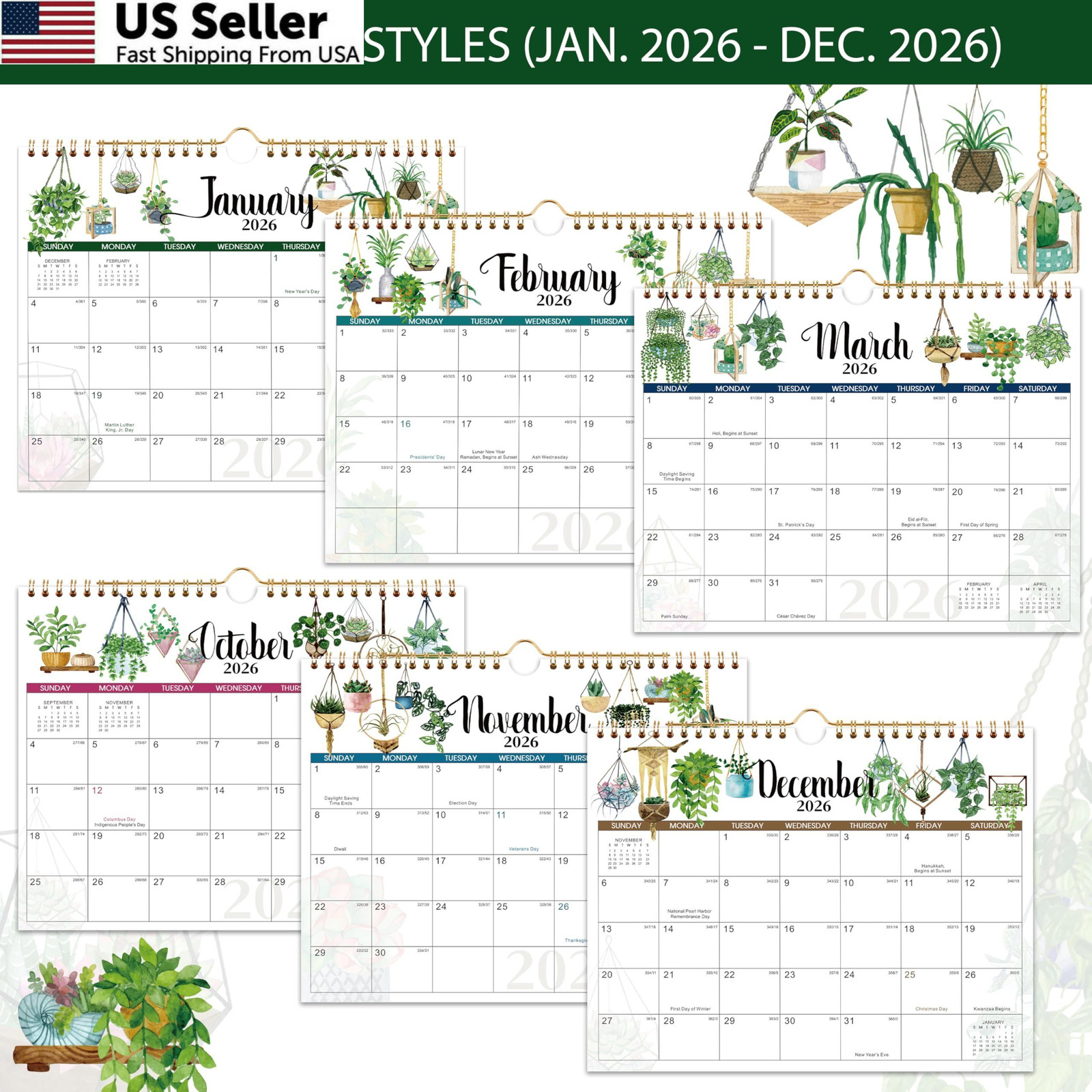 2026 Wall Calendar – 2026 Calendar, 12 Months 2026 from Jan. -…