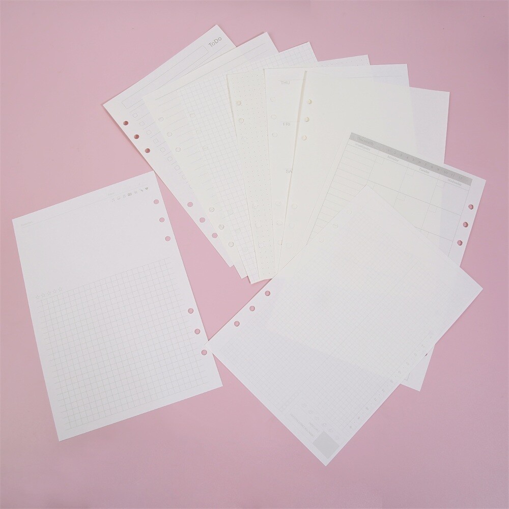 1 Copy Binder Notebook Paper A5 Refill Paper Loose Leaf 45 Pages 21x14cm 9 Type