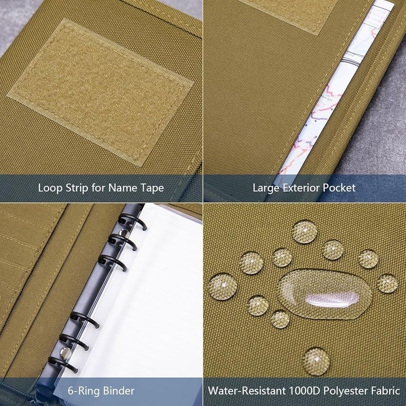 Weather Resistant Polyester Notebook Cover Zipper Binder Card Slots Organizer US