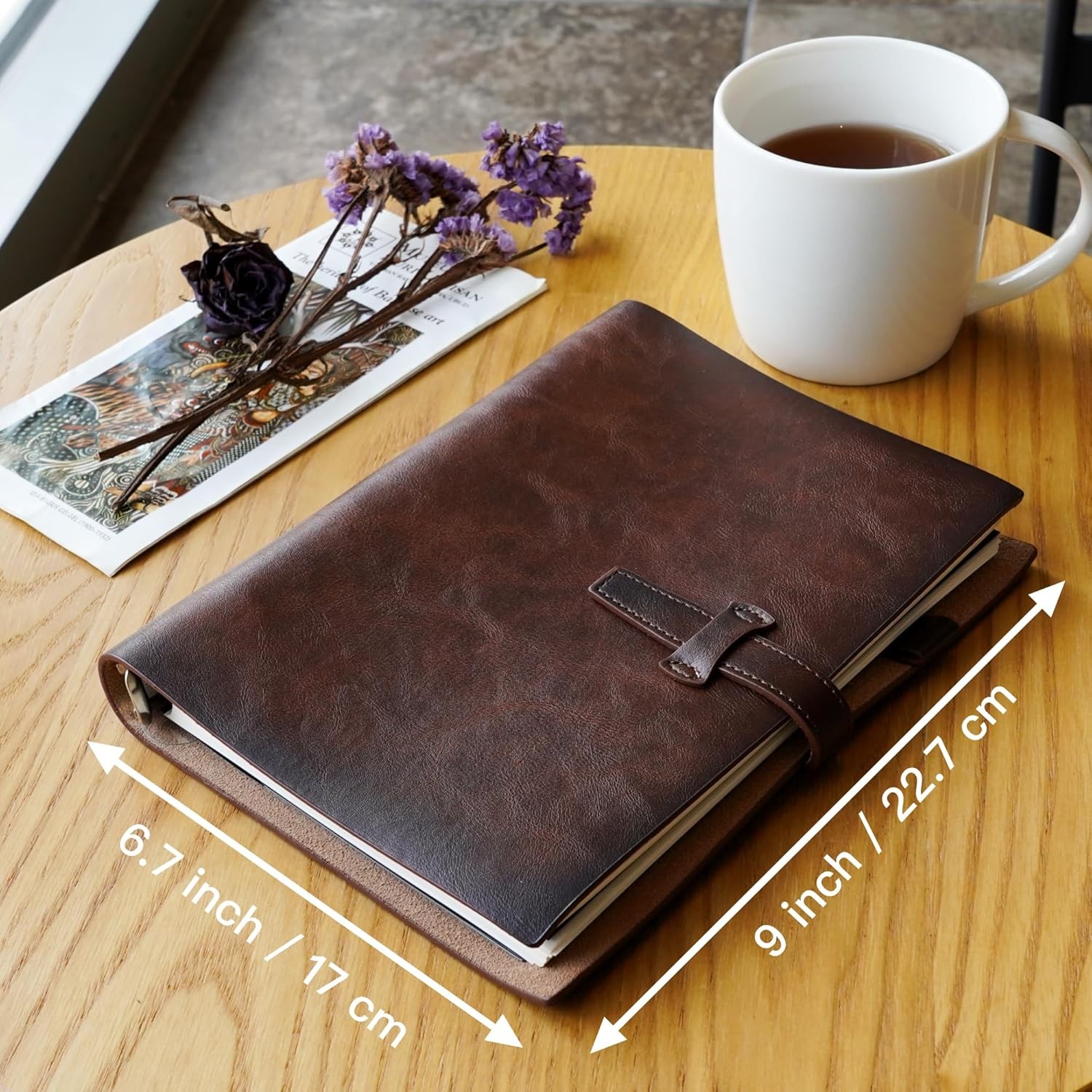 Refillable A5 Leather Binder Notebook, Reusable Leather Journal, Vintage Organiz