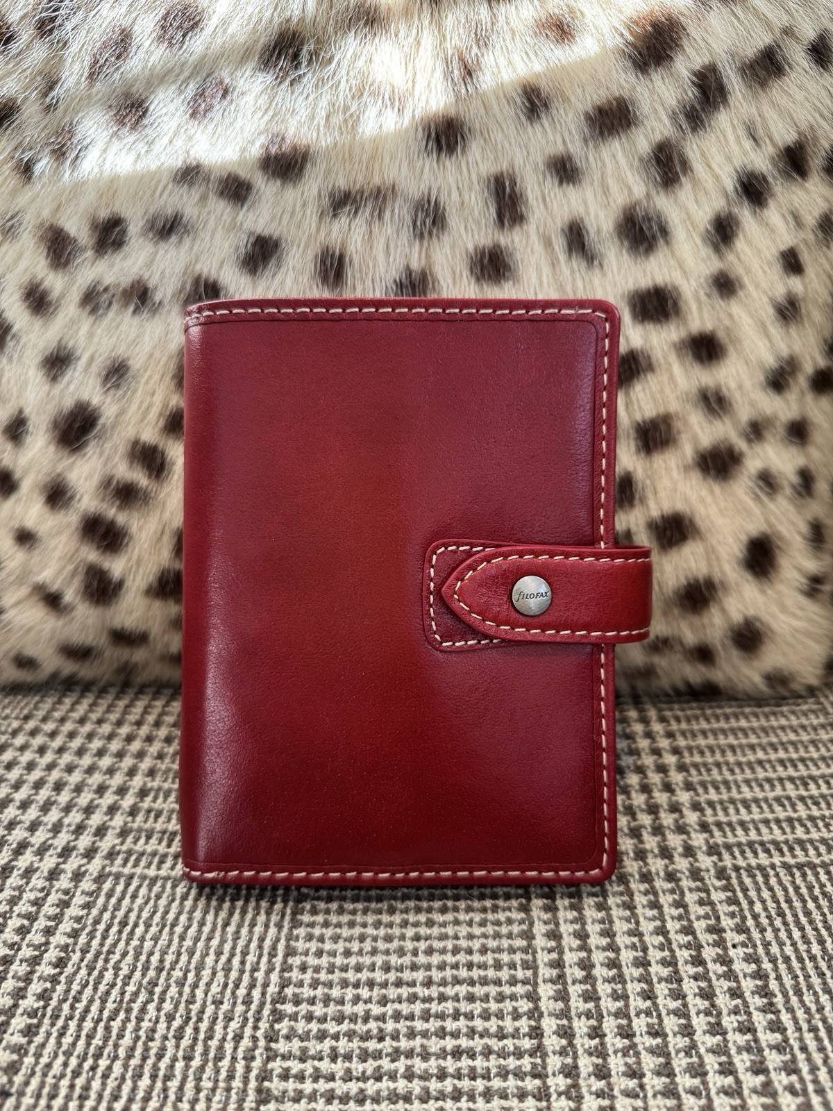 Filofax A7 Pocket Malden Diary Planner Leather Notebook Organiser Red New