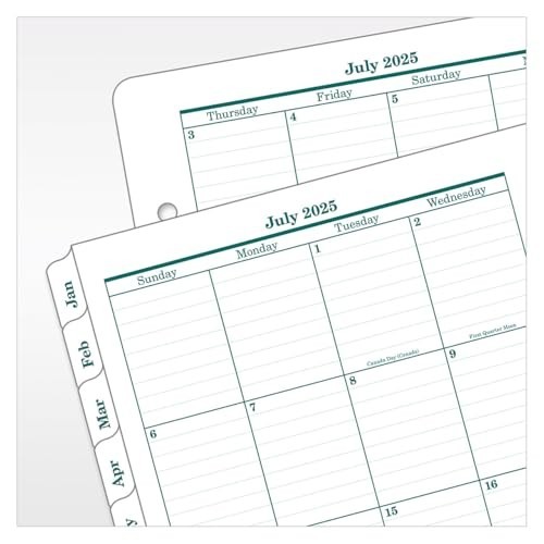 Two Page Per Day Ring-Bound Planner – Classic Style, Jul 2025 – Jun 2026