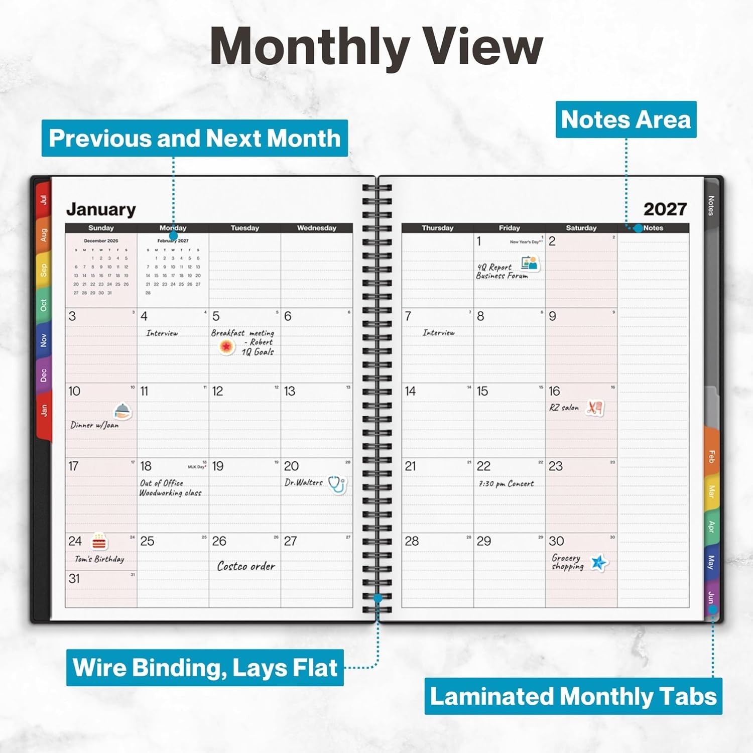 Planner 2026-2027 8.5×11, July 2026 to June 2027, Weekly and Monthly Academic…