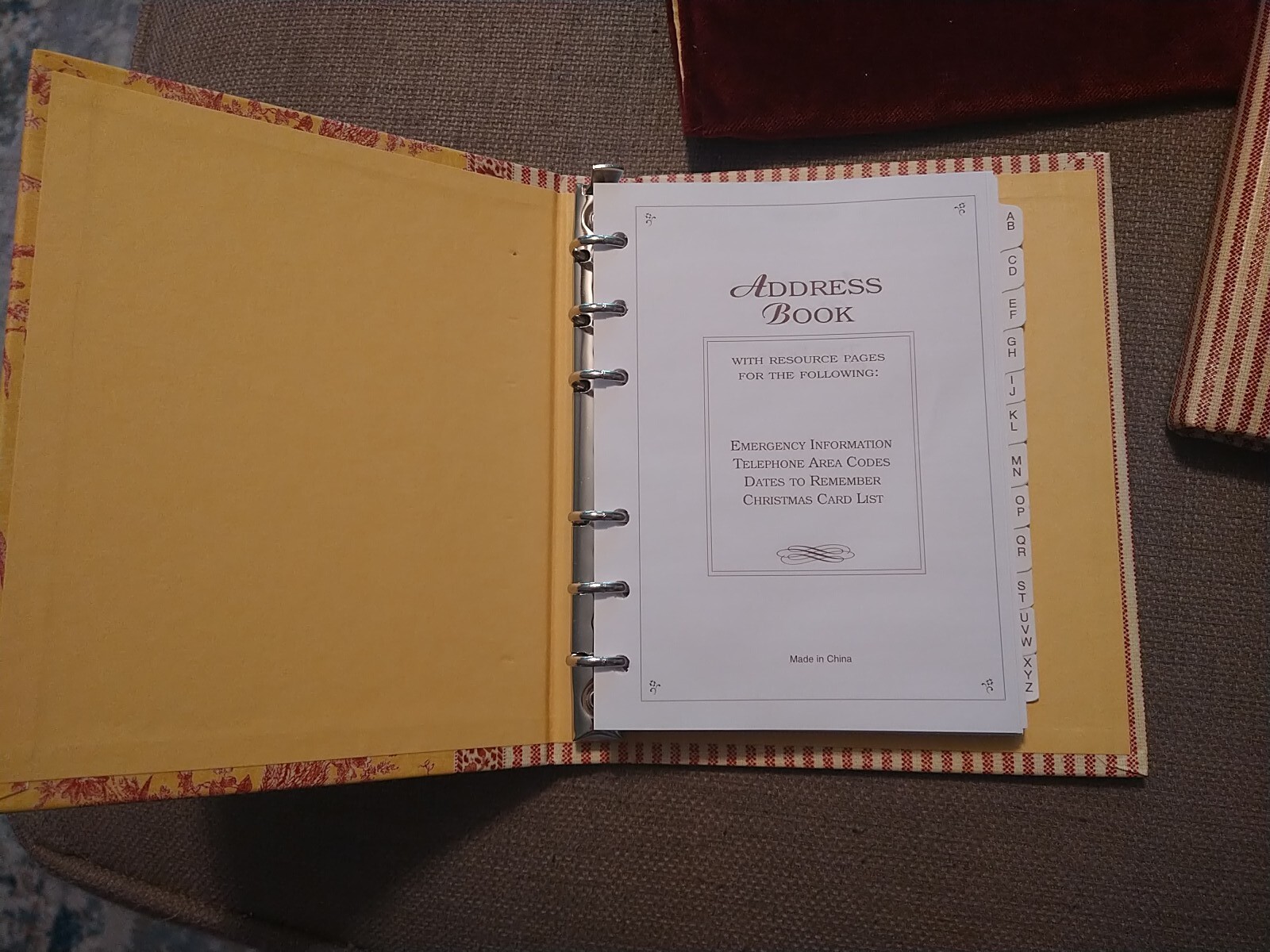 Waverly CR Gibson Red Floral Journal, Address Bk In Velvet Pouch Set