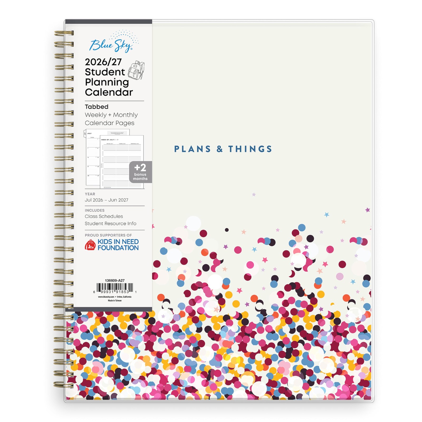 2026-2027 Weekly and Monthly Academic Year Student Planner Calendar, July 202…