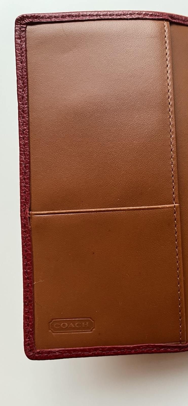 Vtg Y2K Coach Agenda Organizer 2 Toned Leather Red/ Caramel Mini6/ Pocket Size