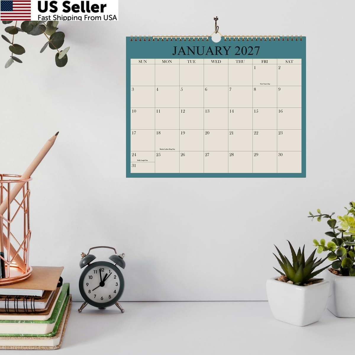 2026-2027 Calendar – Wall from April 2026 8.5″ x 11″, Cyan
