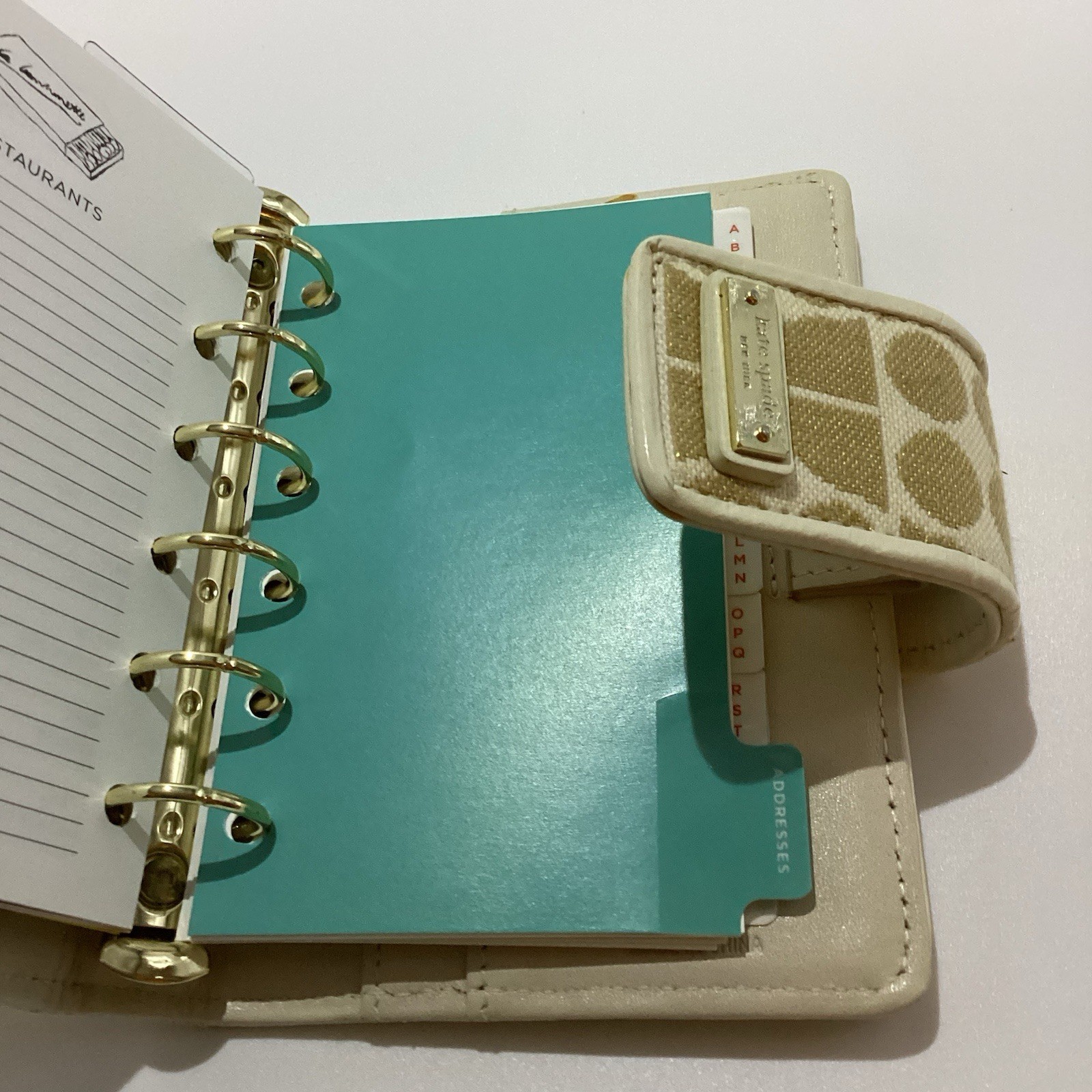 KATE SPADE NOEL PLANNER AGENDA ORGANIZER ADDRESS BINDER CREAM GOLD GLITTER NEW