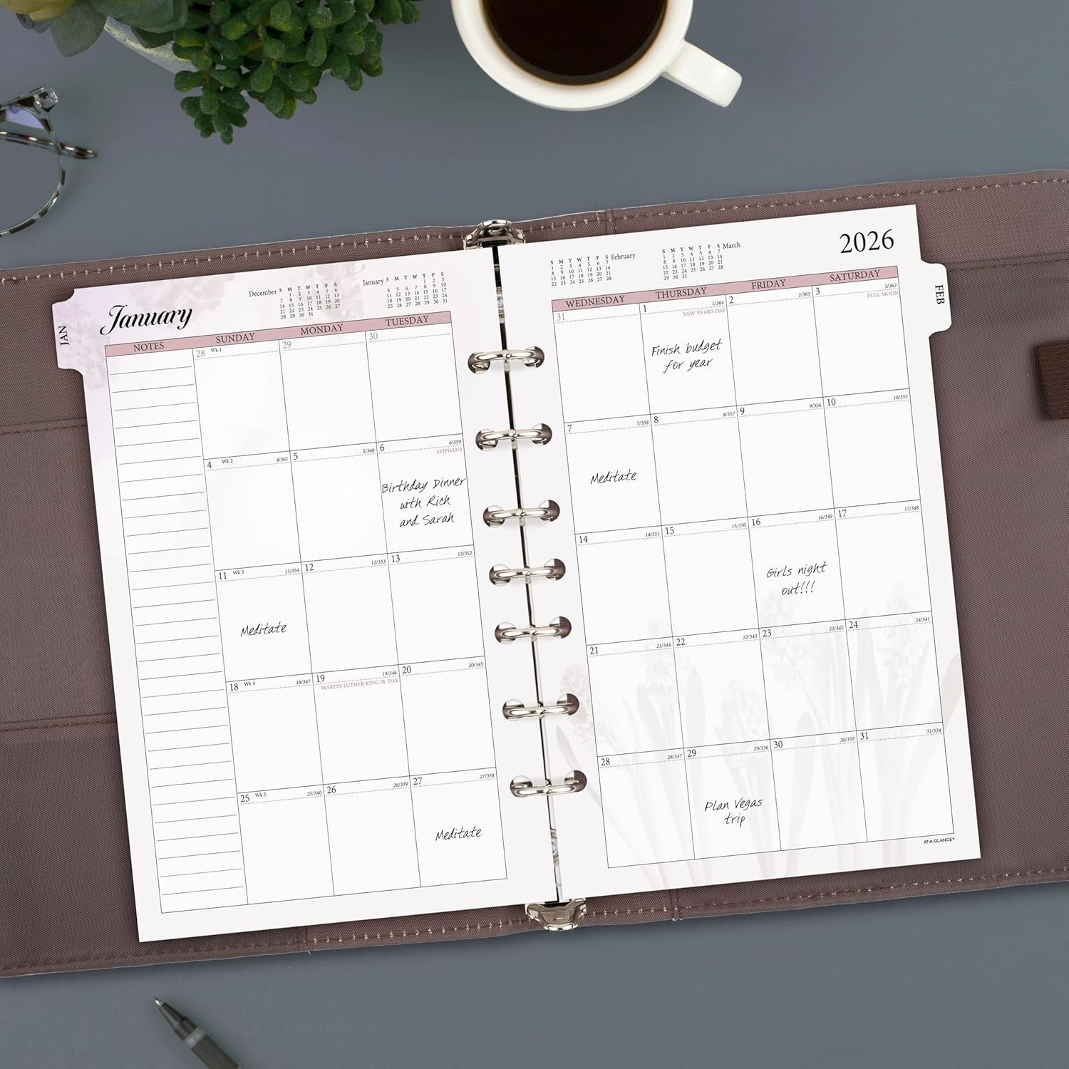 AT-A-GLANCE 2026 Planner Refill, Monthly, 5-1/2″ x 8-1/2″, Desk Size 4, Loose…