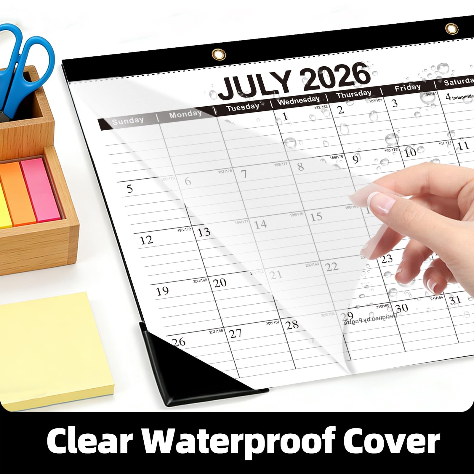 ZTX Desk Calendar 2026-2027 Wall 17″x12″Jul.2026-Dec.2027, Black