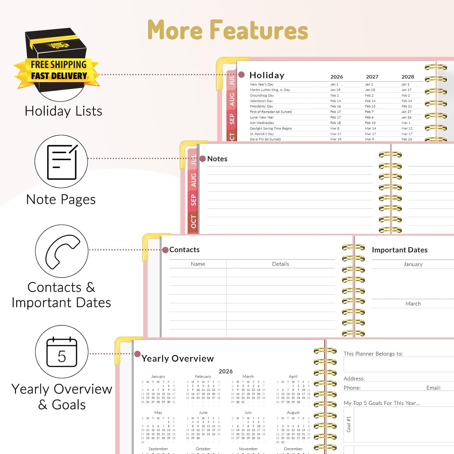 Academic Planner 2026-2027, Hardcover Calendar Planner Weekly & Monthly, July 20