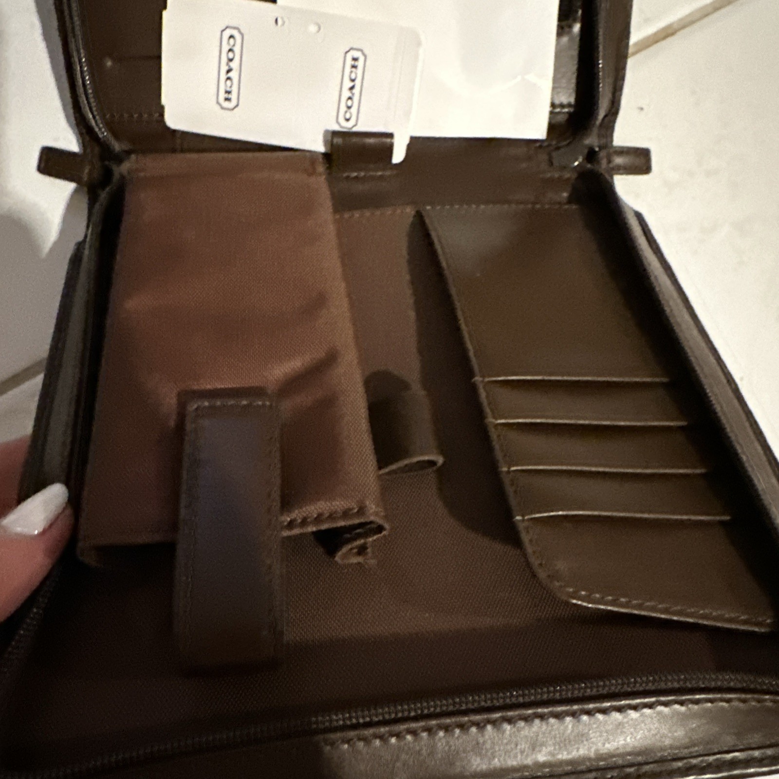 Vintage COACH brown Leather Mini Portable Office / Zip Padfolio