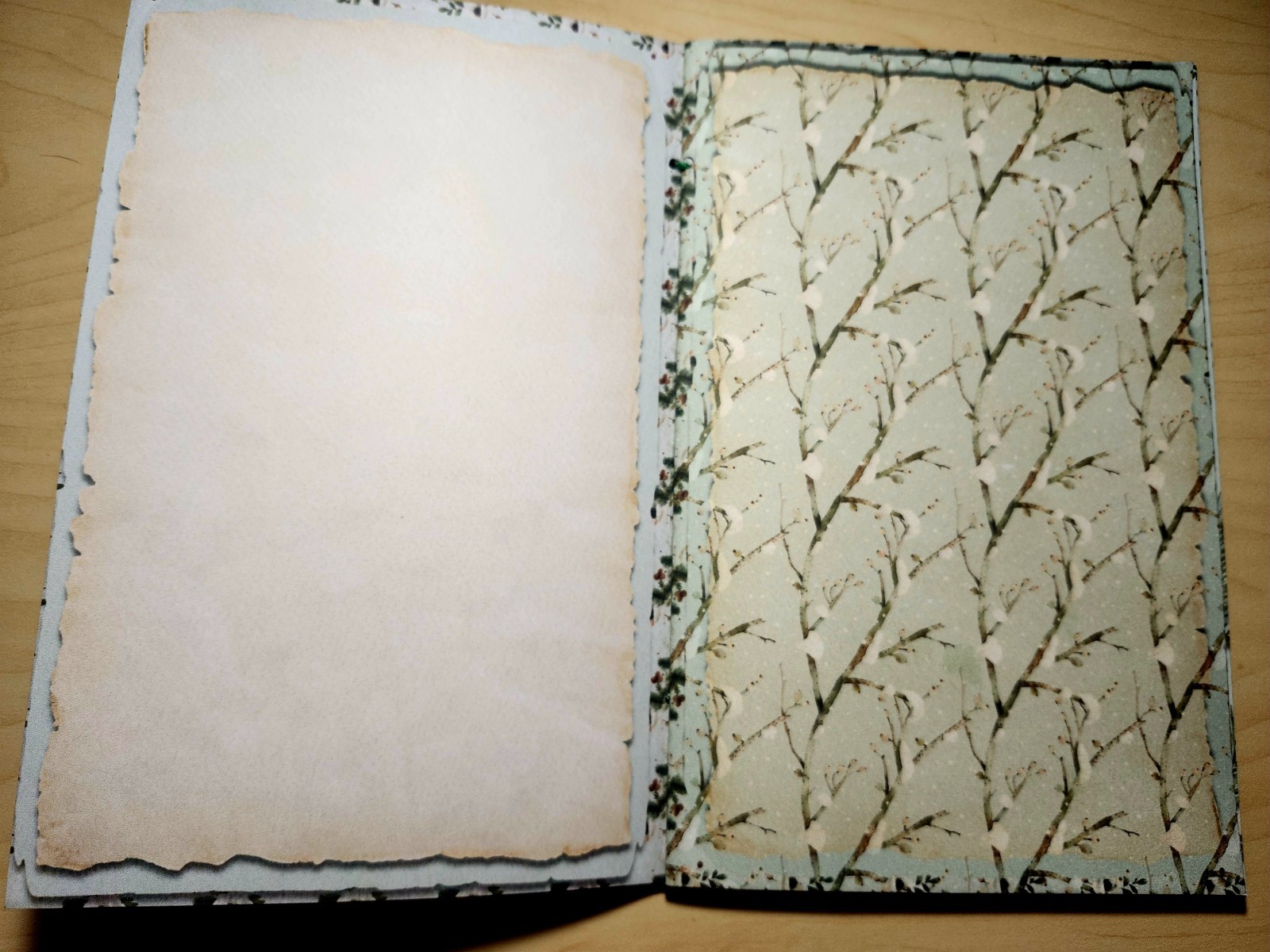 Junk Journal Blank Booklet “WINTER WONDER” Handmade Wildlife Lg 8.5″x5.5″ 40pgs
