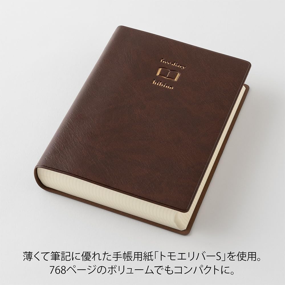 Midori Hibino Free Diary A6 Ivory Undated 2 Pages Per Day Journal 15395006