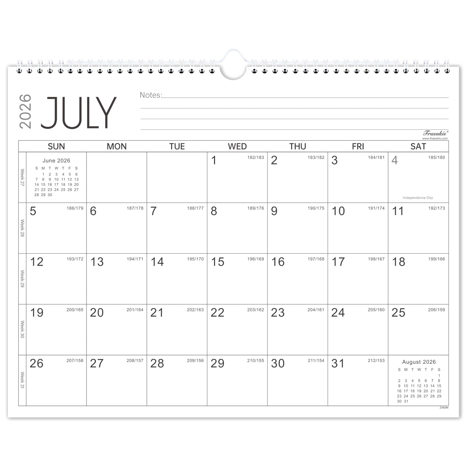 Calendar 2026-2027 – 18 Months Wall 14.8” x 11.5”（26-27 white ）, White