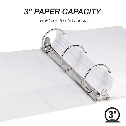 Samsill 3 Inch 3 Ring Binders, Made in USA, Economy 4 Count-Pack of 1, White