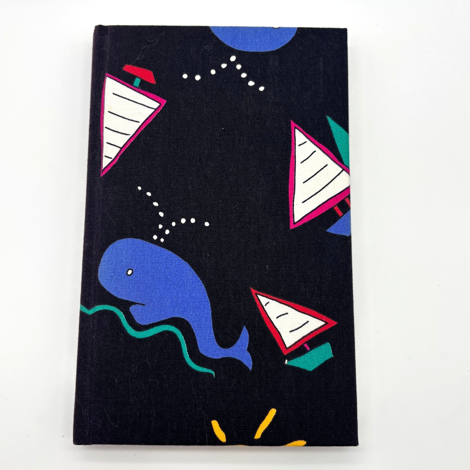 QuillMark 1990 Vintage Fabric Journal Whale Sailboat Nautical Lined Unused