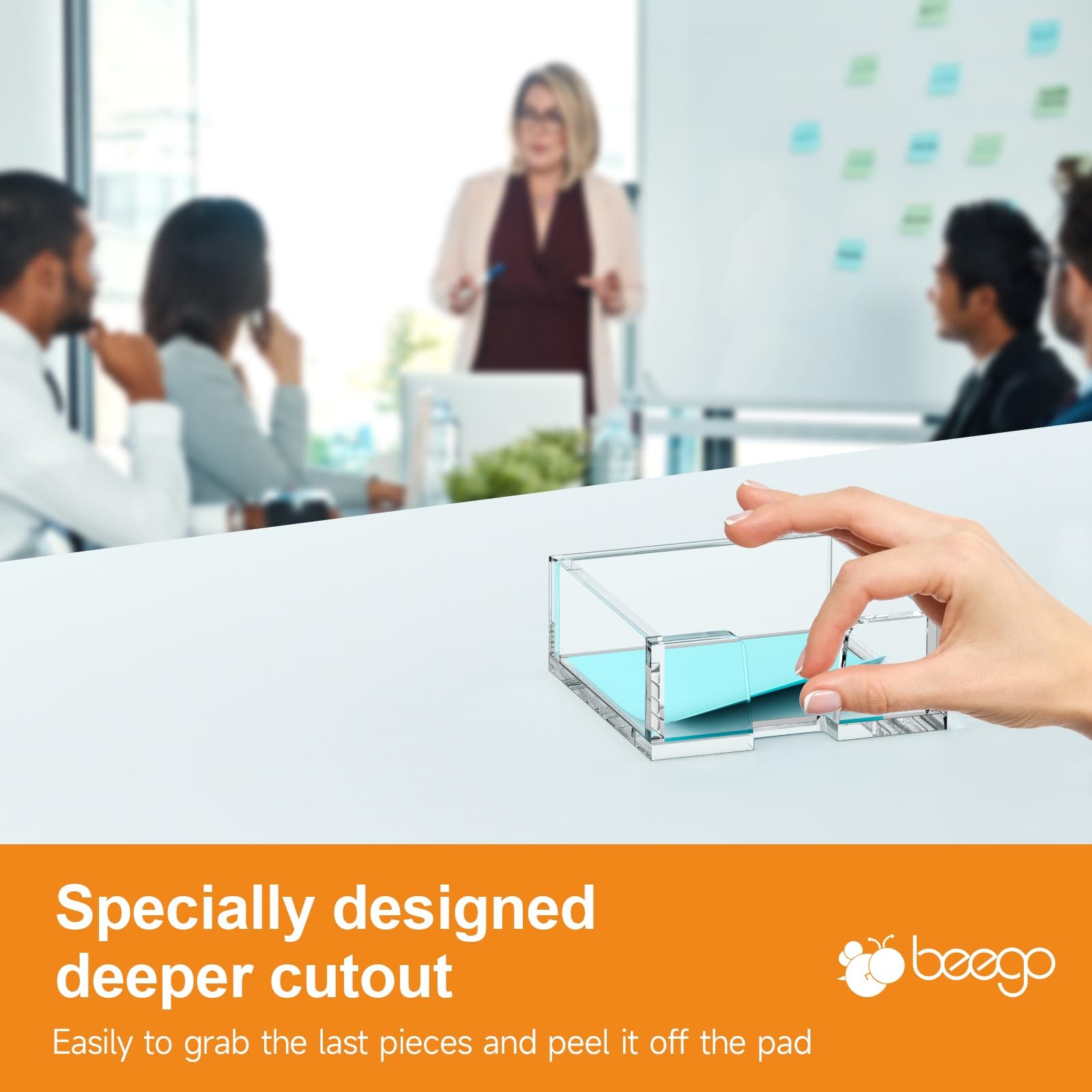 Beego Modern Elegant Crystal Clear Acrylic Sticky Note 3×3 inches,