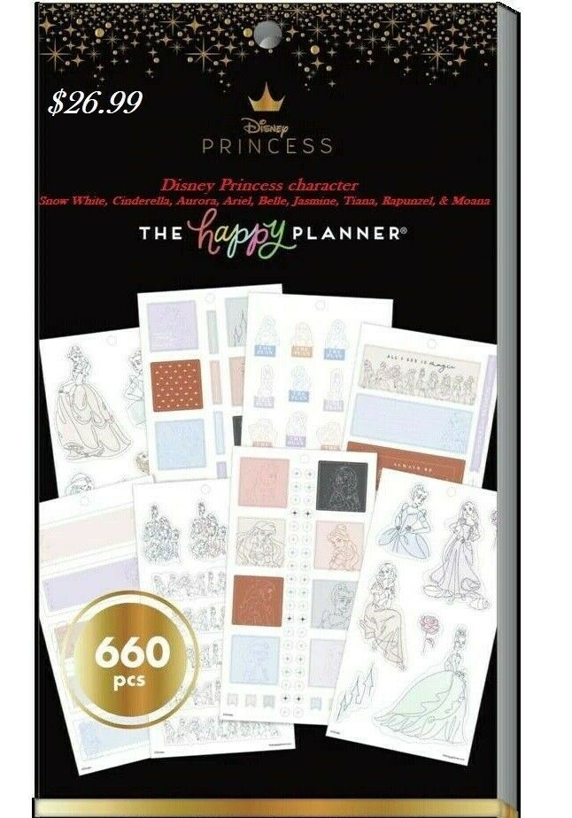 The Happy Planner Disney PRINCESS Big 660 Pc Calendars & Planners Sticker Book