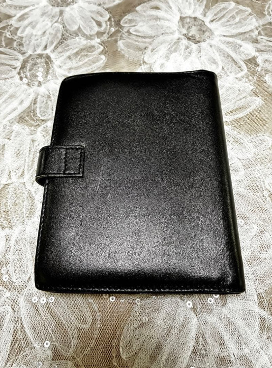 Gucci Notebook Cover Logo Plate Agenda Leather Black Used From Japan