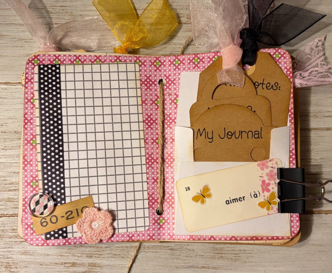 Junk Journal Handmade Booklet Book Vintage “Bees Butterflies” Pocket Ephemera a