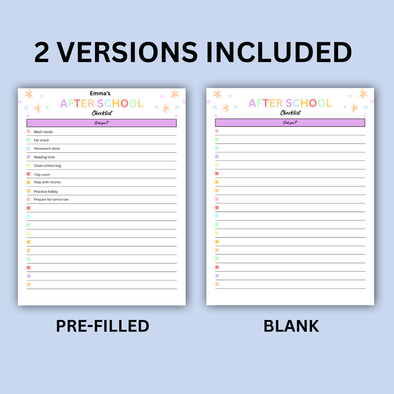 Digital | Before School, After School, After Bed Editable Kids Chores Bundle PDF