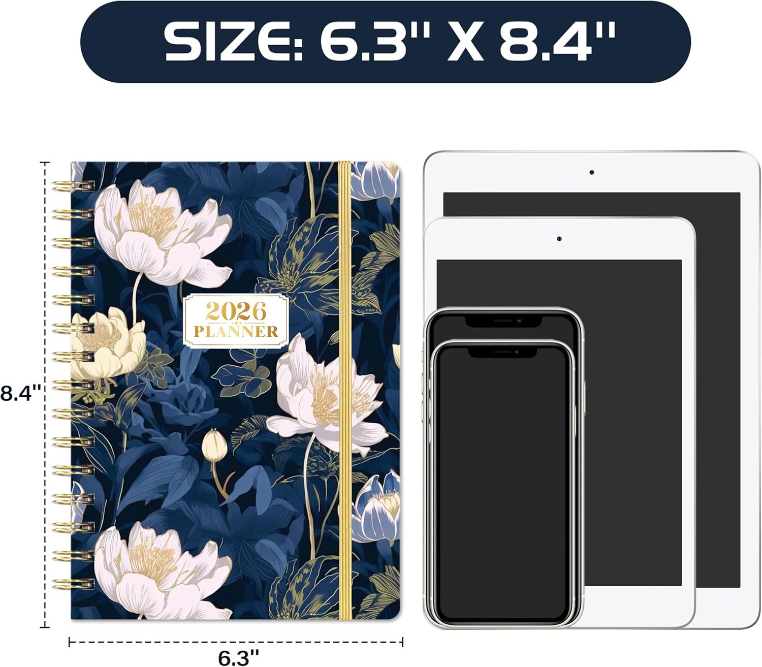 2026 Weekly & Monthly Planner Jan–Dec, 6.4×8.5 Hardcover with Tabs & Pocket