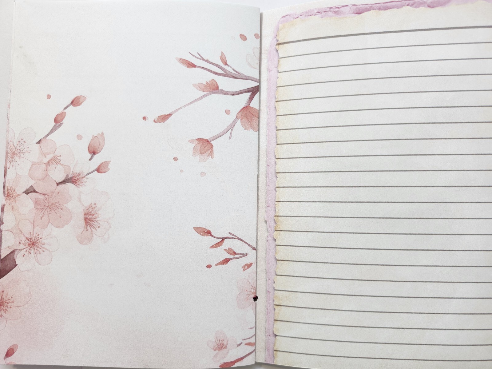 Junk Journal Blank Booklet “JAPANESE CHERRY BLOSSOMS” Handmade LG 8.5″x5.5″ 40pg