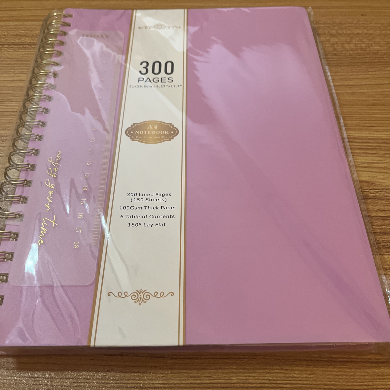300 Lined Pages(150 Sheets) 100 GSM Thick Paper 6 TOContents PURPLE 180deg Flat
