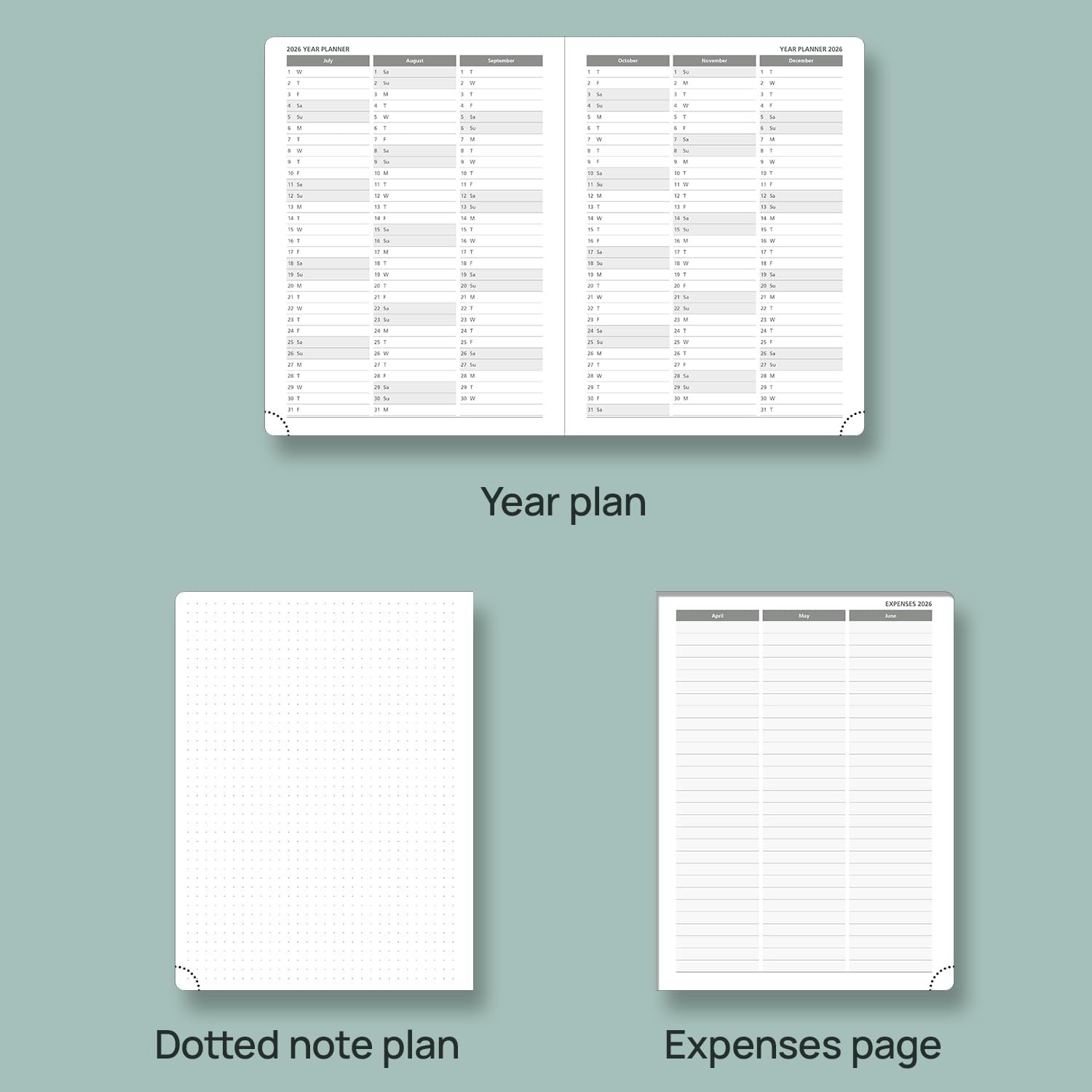 POPRUN Planner JULY 2025-JUNE 2026, (Medium 6.5” x 8.5” Hard Cover)