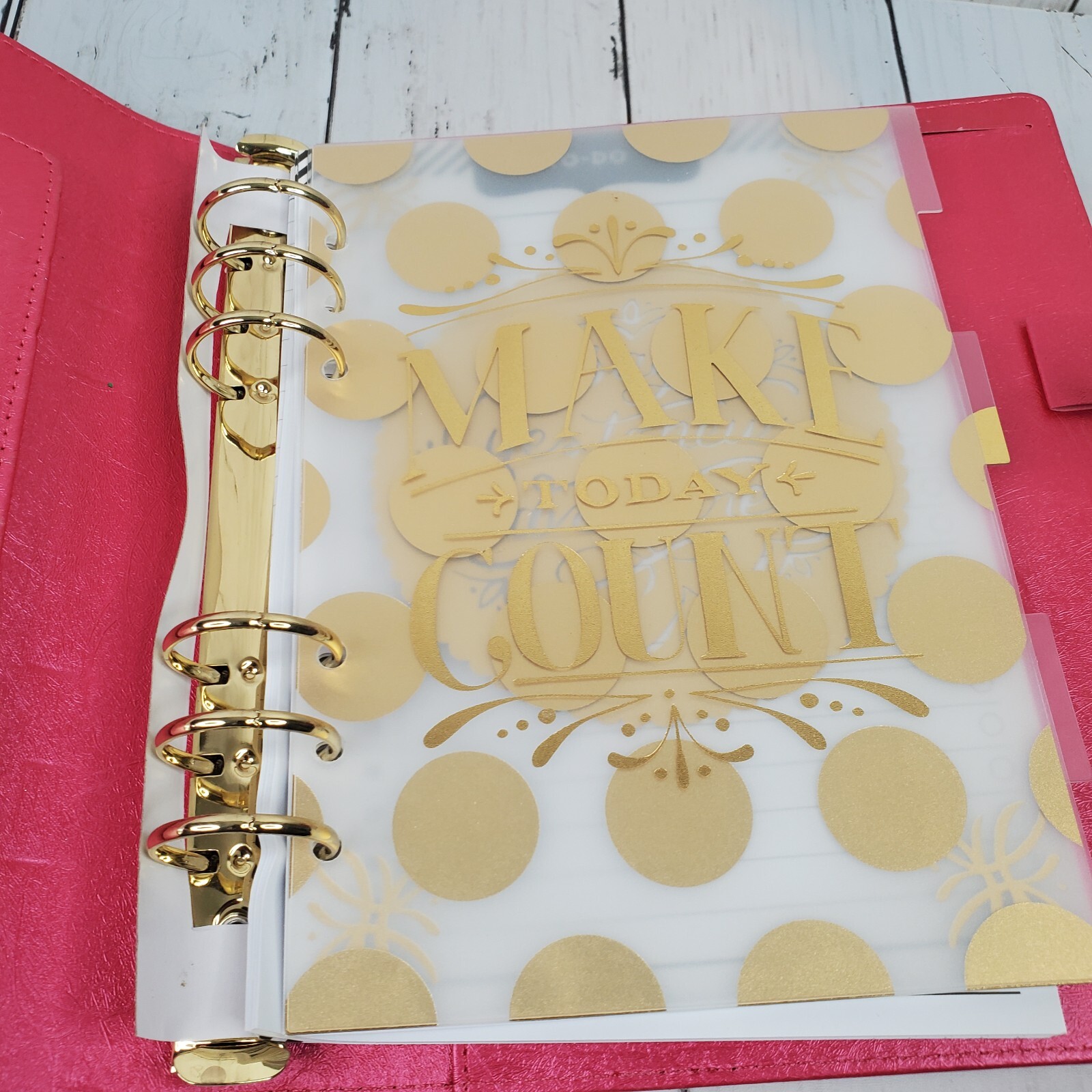 Creative Year 6 Ring Small Planner by Recollections – Hot Pink Gold Flamingo NEW