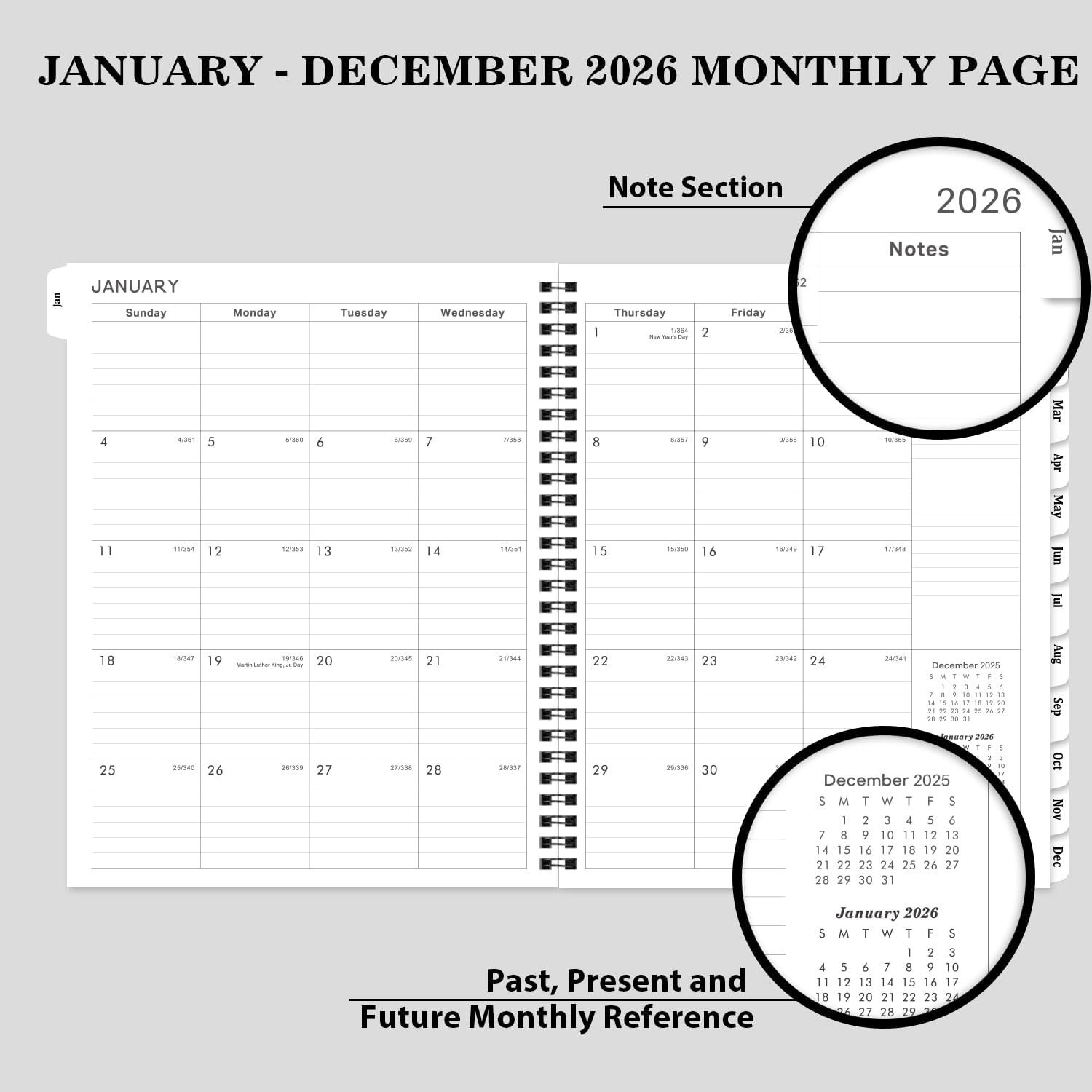 Stylish 2026 Planner – 8″x10″, Waterproof Cover & Comprehensive Monthly Planning