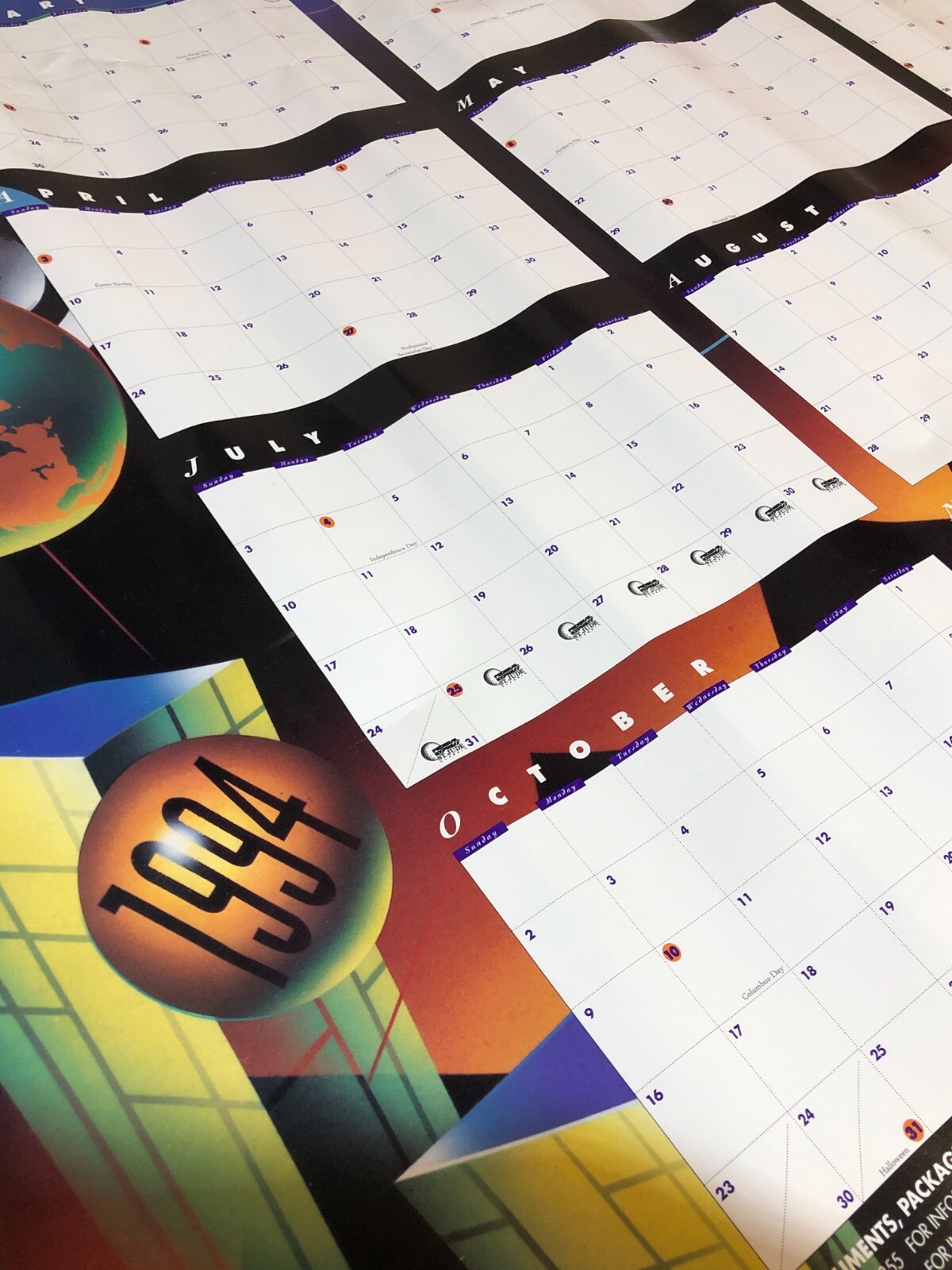 1994 Federal Express Wall Calendar Large 12-Month Block Planner Task Organizer