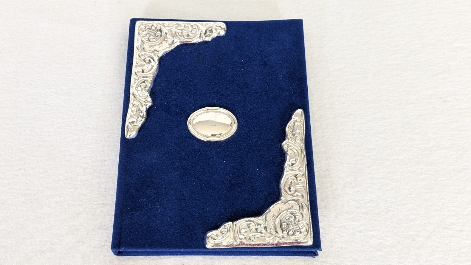 Vintage Sterling silver Adorned Address Book Blue velvet 5″ x 7″ New in Box