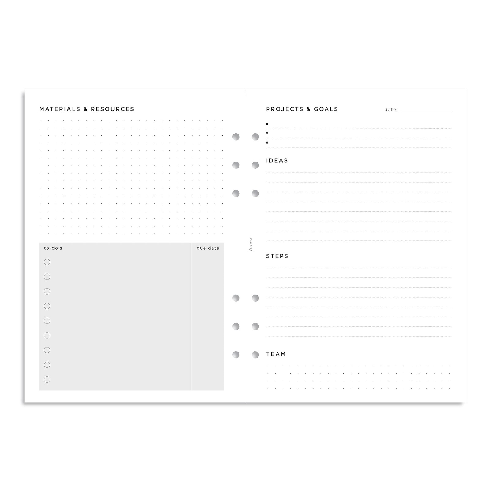 A5 Organizer Refill Project Management White Paper 8.26×5.82 Inch 56 Sheets