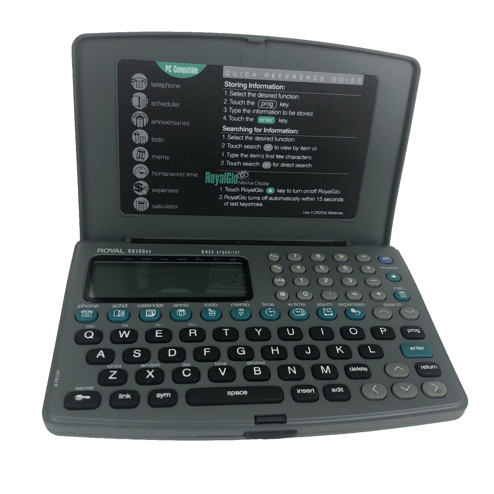 Royal Personal Organizer RG135nx PC Compatible 64kb Scheduler Calendar Planner