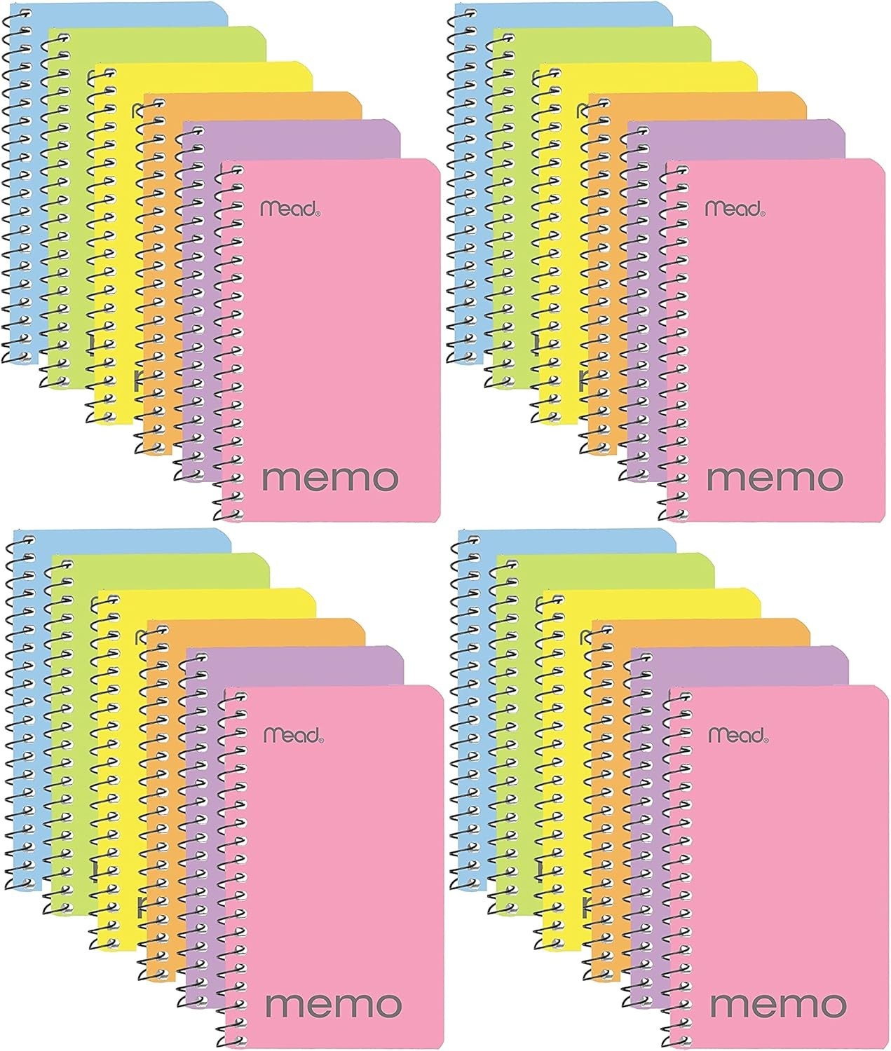 Compact 3×5” Pastel Memo Pads – 60 Sheets, 24-Pack Wirebound for Easy Writing