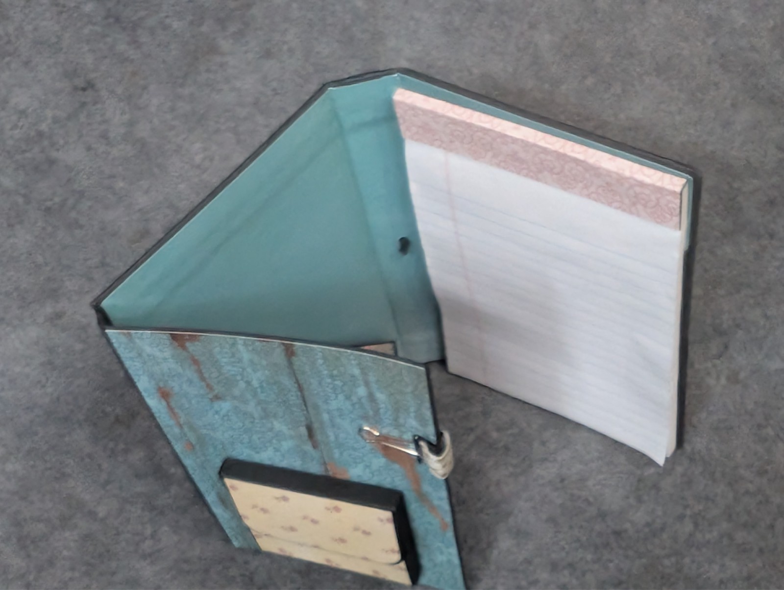 Handmade Paper Journal Flower print 4″x6″, Grocery List / Notepad Organizer