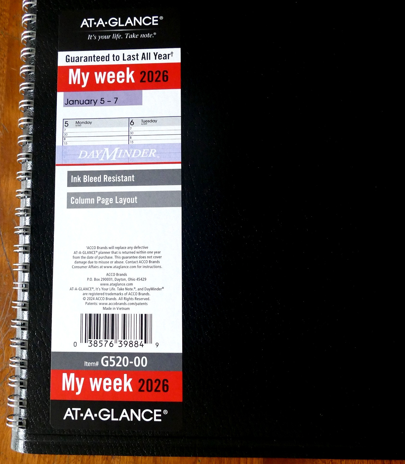 2026 Appointment Book Planner Weekly 8″ x 11″ Large Quarter-Hourly DayMinder