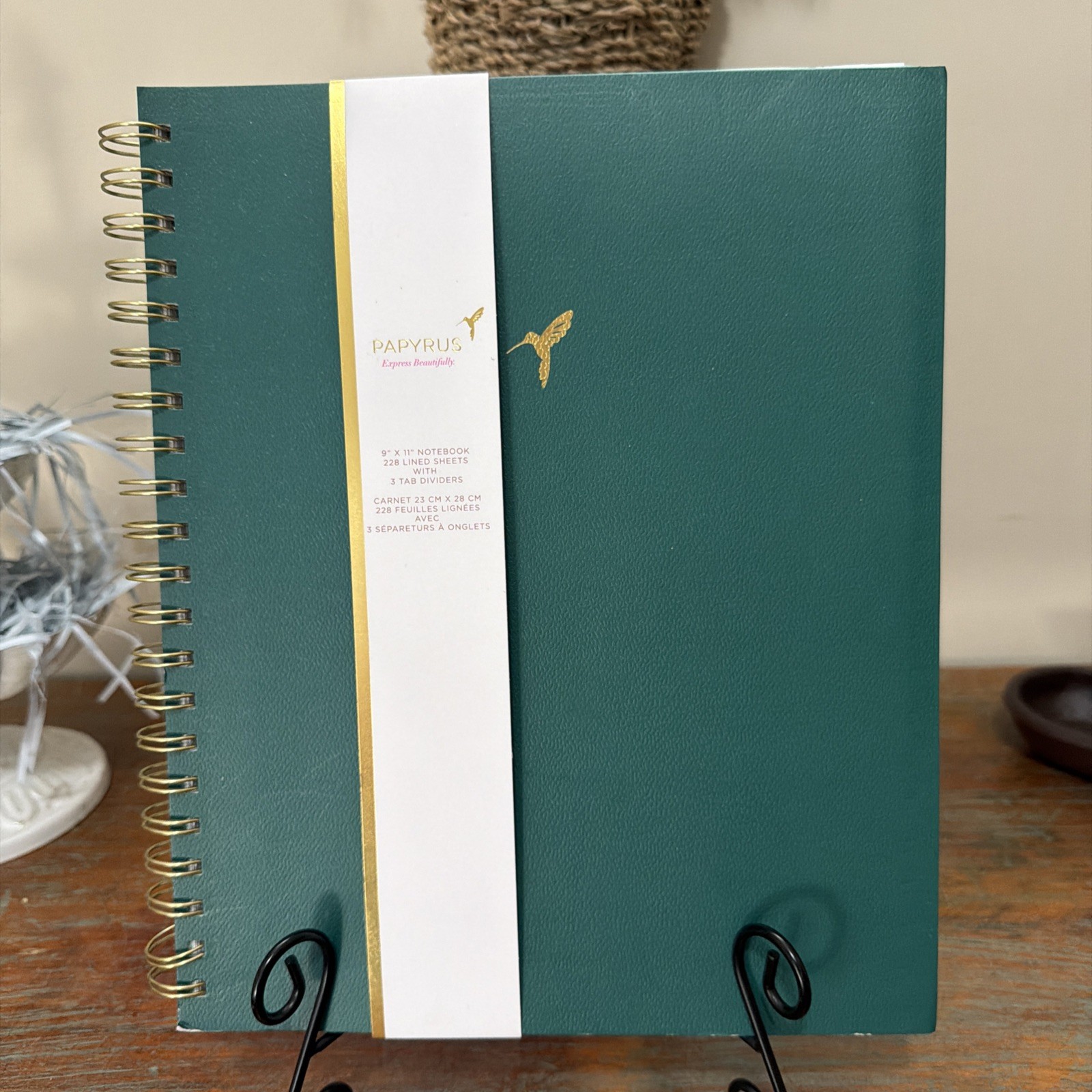 Papyrus Express Beautifully 9” X 11” Notebook. 228 Lined Pages W/Dividers. New.