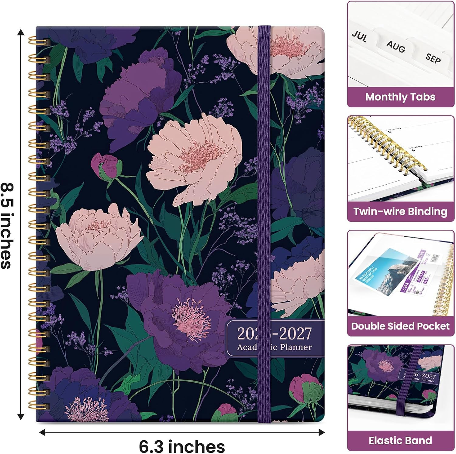 Planner 2026-2027, Academic Monthly and Weekly Calendar Planner for Women, July
