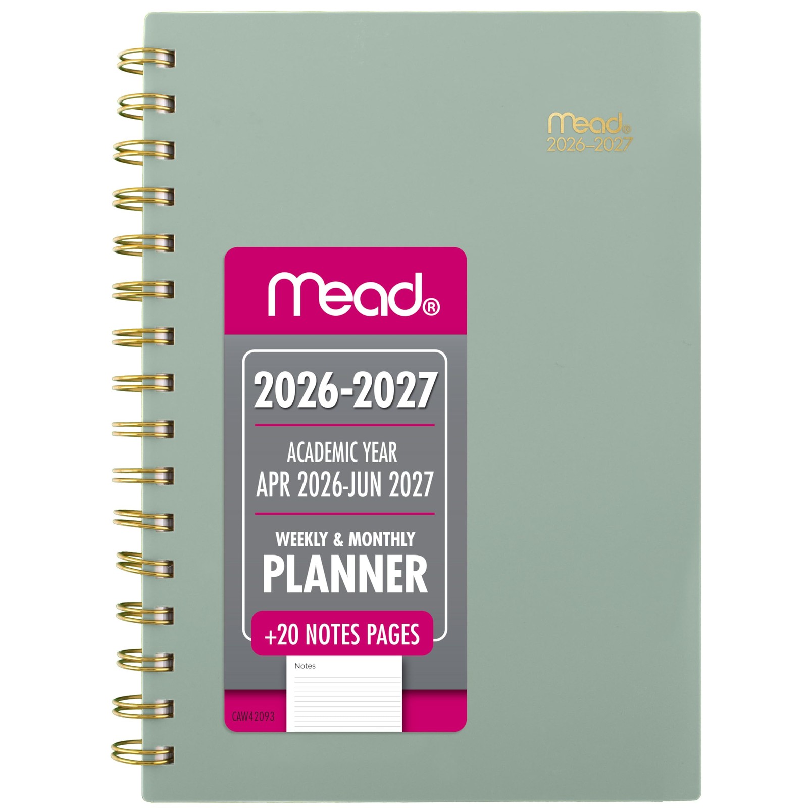 Mead Planner 2026-2027 Weekly & Monthly Academic 5.5″W x 8.5″H, Soft Grass