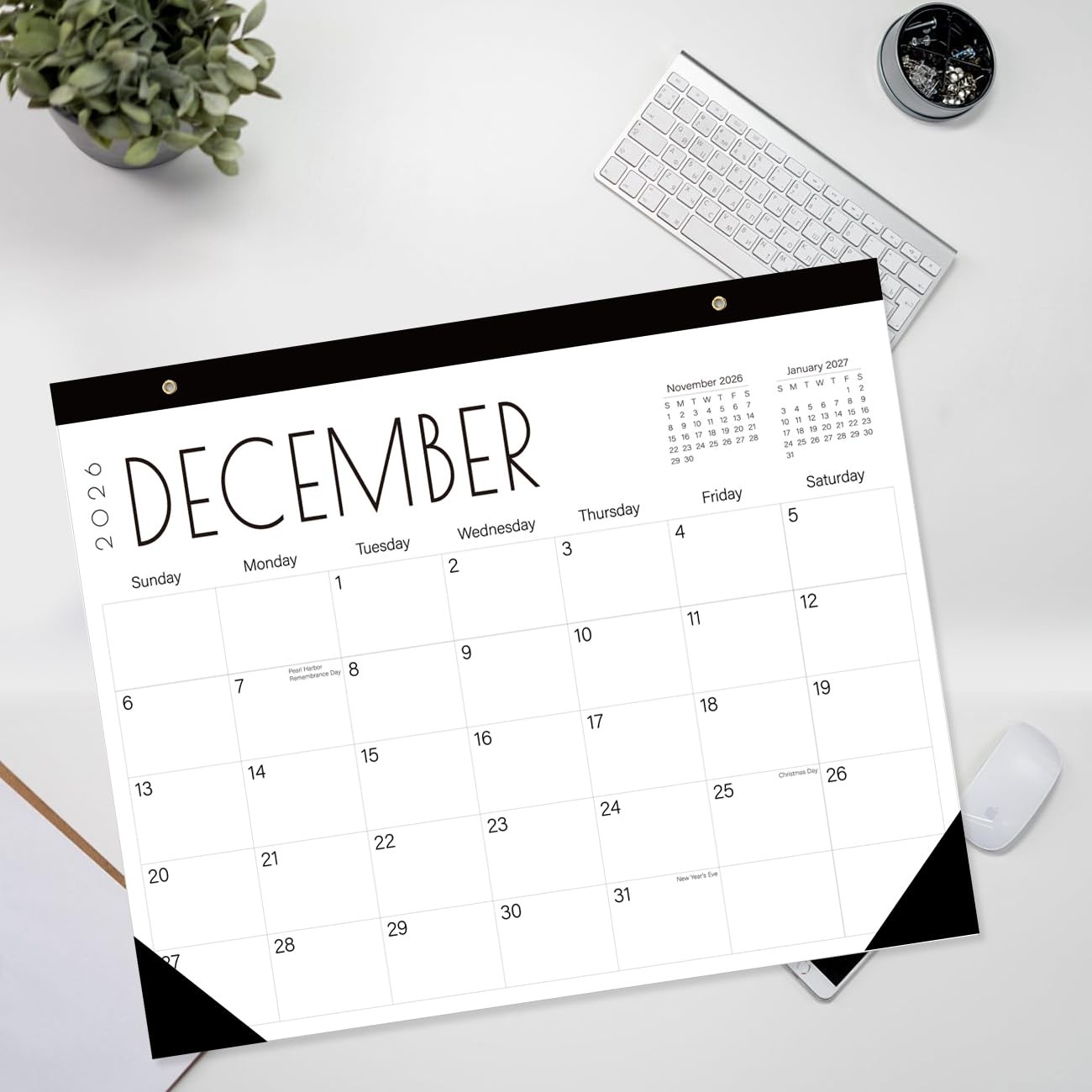 Calendar 2026-18-Month Extra Large Desk 22″ x 15″ desk, Black-Large-Word