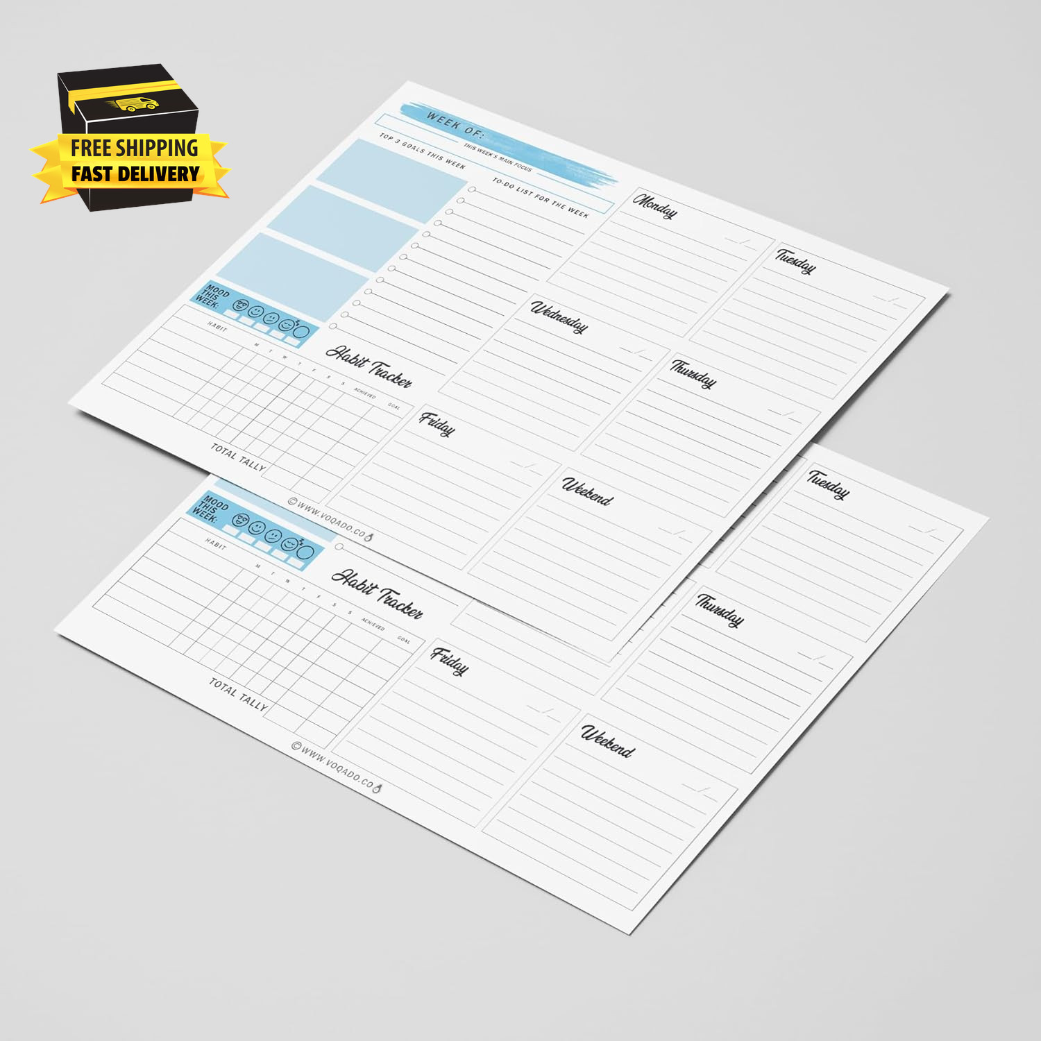 Weekly Planner Pad Tear off (Magnetic) Full Year Productivity Planner, 50 Undate