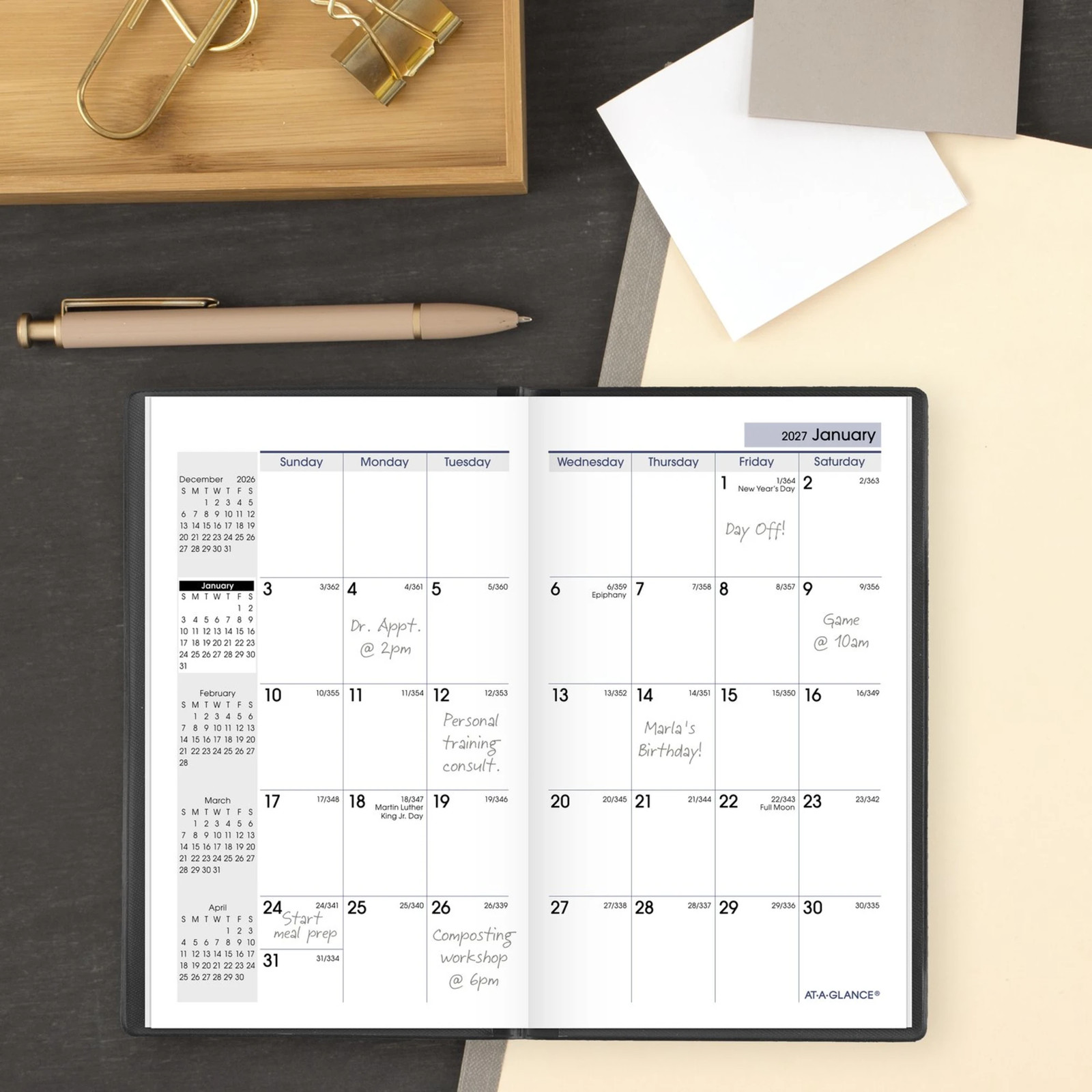 AT-A-GLANCE DayMinder 2027 Monthly Planner, Black, Pocket, 3 1/2″ x 6″