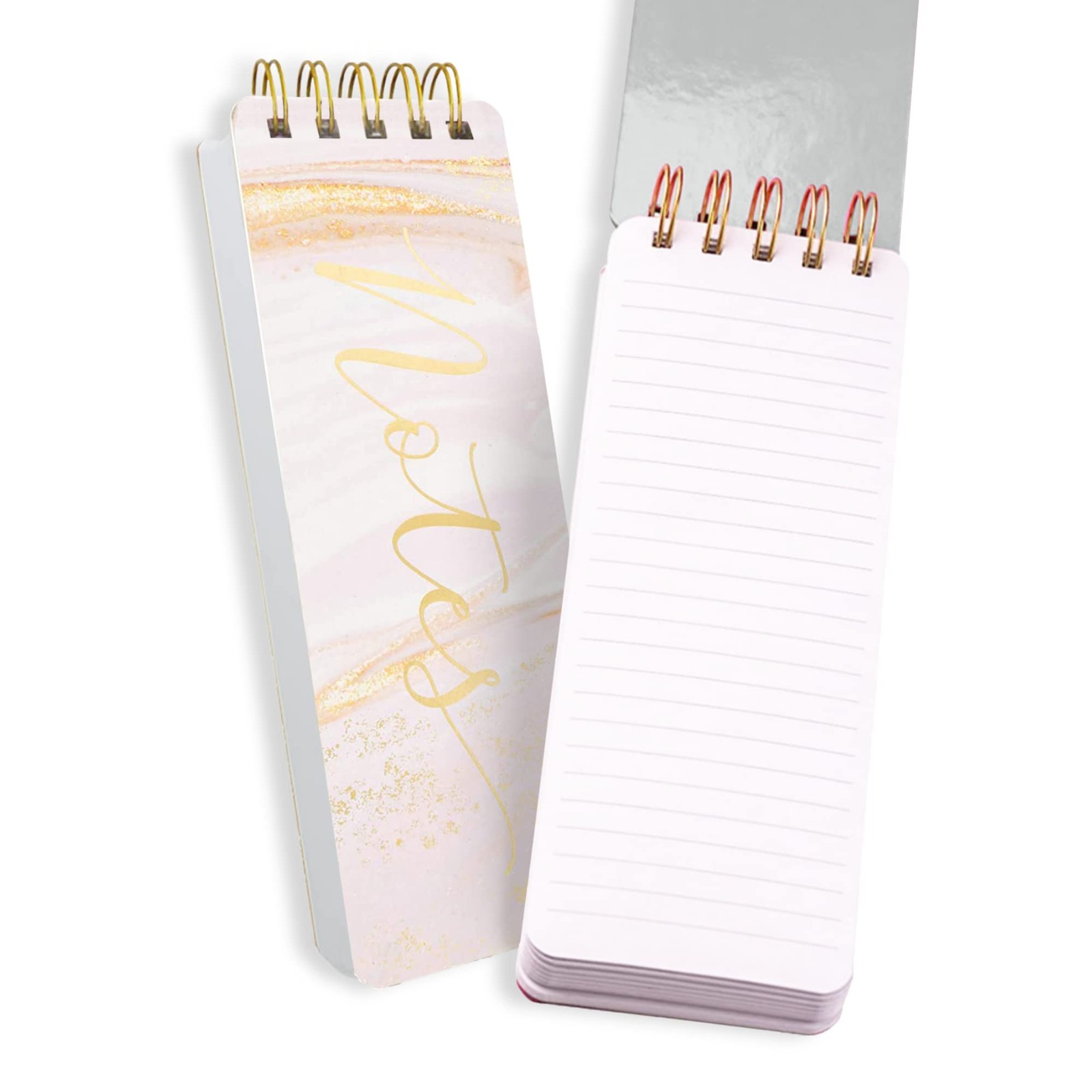 Pink Marble Hardcover Spiral Notebook 300 Pages Compact Note Taking Notepad