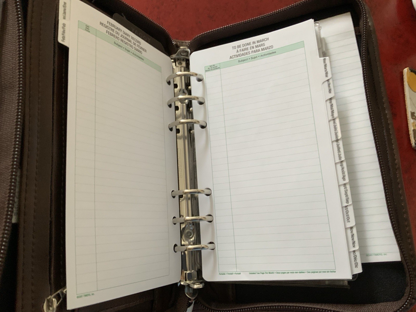 Day-Timer Wire-Bound Leather Organizer System Agenda Brown # 68444