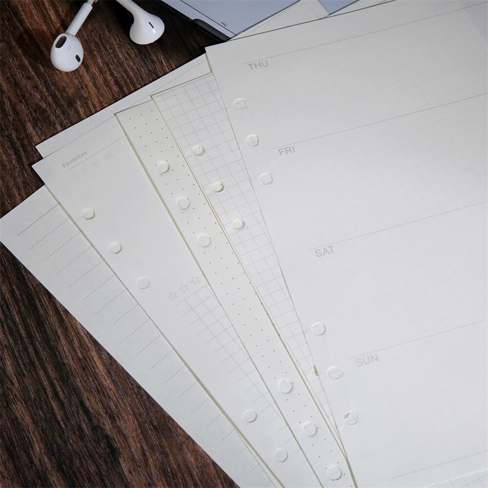 1 Copy Binder Notebook Paper A5 Refill Paper Loose Leaf 45 Pages 21x14cm 9 Type