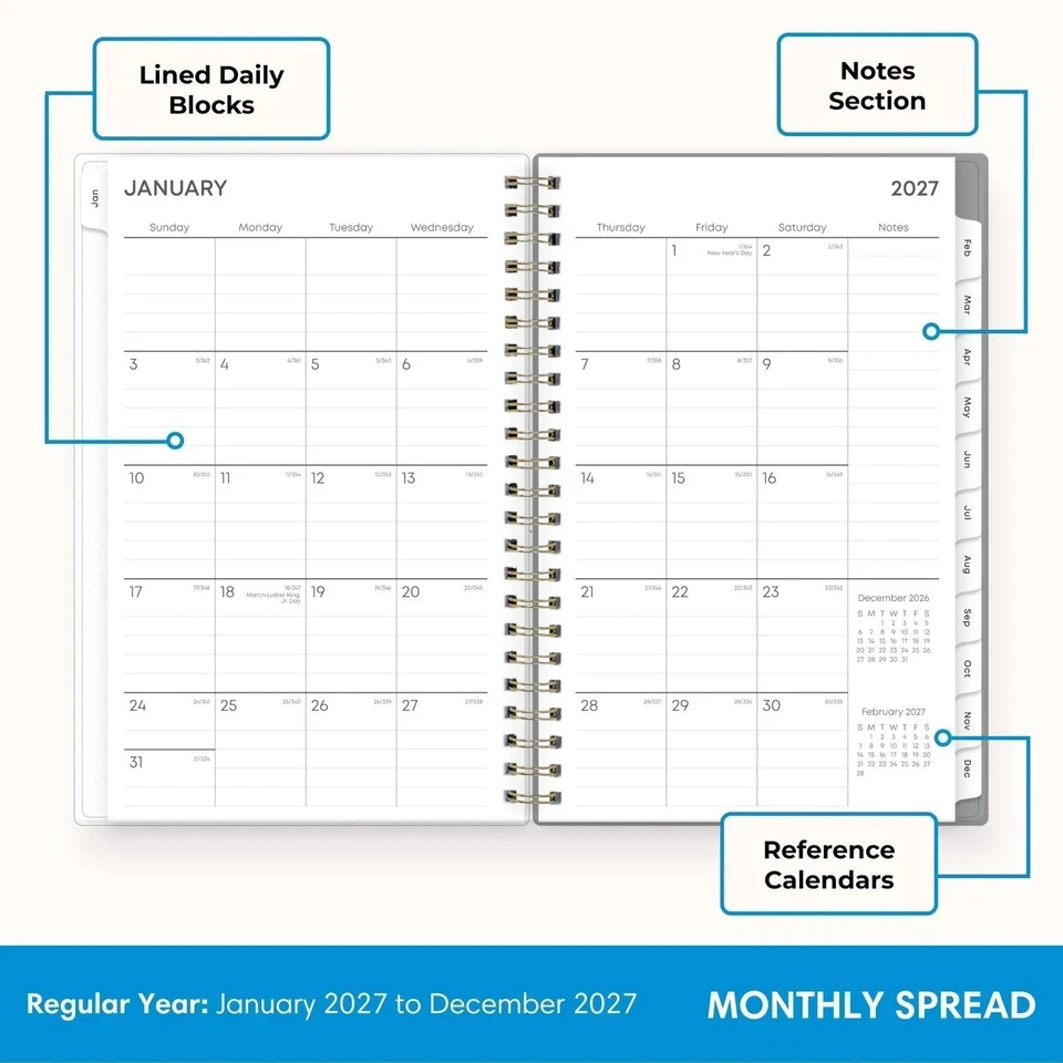 2027 Weekly and Monthly Planner Calendar, January 2027 – December 2027, 5″ X 8″,